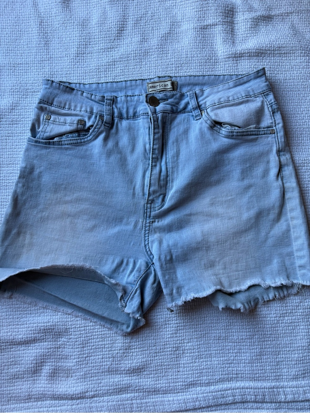American Bazi Light Blue Distressed Denim Shorts